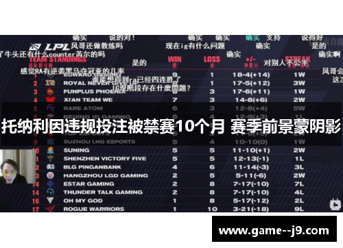 托纳利因违规投注被禁赛10个月 赛季前景蒙阴影 托纳利因违规投注被禁赛10个月 赛季前景蒙阴影